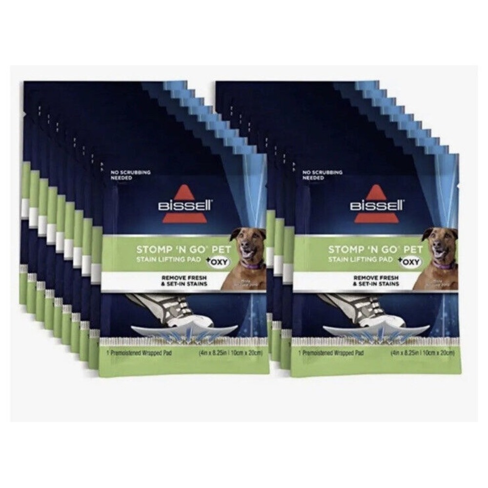 Bissel Stomp 'N Go Pet Lifting Pads + Oxy Stain Carpet Rug Cleaning, 20 Pack